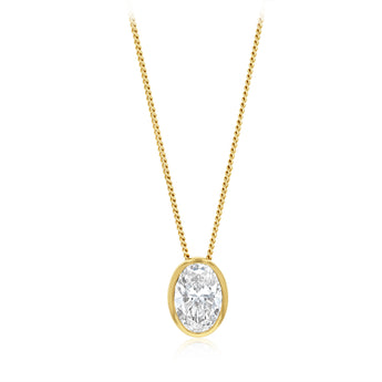 Luminesce Lab Grown 2 Carat Diamond Oval Solitaire Bezel in 9ct Yellow Gold