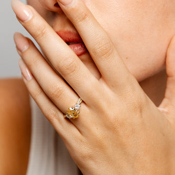 Luminesce Lab Grown 2.60 Carats Diamond Ring with 2 Carats Yellow Oval Centre Diamond in 9ct Yellow Gold