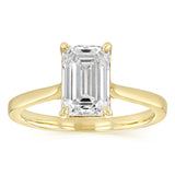 Luminesce Lab Grown 2 Carat Diamond Solitaire Emerald Ring in 9ct Yellow Gold