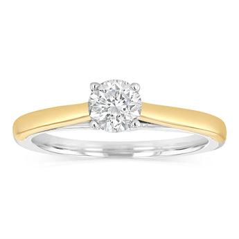 Luminesce Lab Grown 1/2 Carat Diamond Solitaire Ring in 9ct Yellow Gold and Sterling Silver
