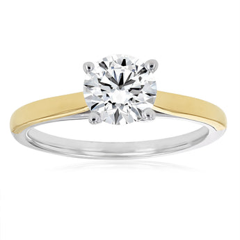 Luminesce Lab Grown 1 Carat Diamond Solitaire Ring in 9ct Yellow Gold and Sterling Silver