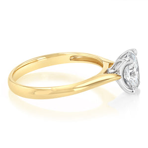 Luminesce Lab Grown 1 Carat Oval Diamond Solitaire Ring in 9ct Yellow Gold