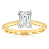 Luminesce Lab Grown 1 Carat Emerald Diamond Solitaire Ring in 9ct Yellow Gold