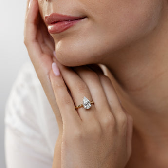 Luminesce Lab Grown 2 Carat Diamond Pear Solitaire Ring in 9ct Yellow and White Gold