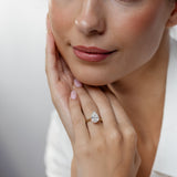 Luminesce Lab Grown 3 Carat Diamond Pear Solitaire Ring in 9ct Yellow and White Gold