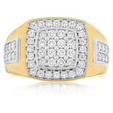 Luminesce Lab Grown 1 Carat Diamond Gents Ring in Gold Plated Sterling Silver