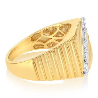 Luminesce Lab Grown 3/4 Carat Diamond Gents Ring in Gold Plated Sterling Silver