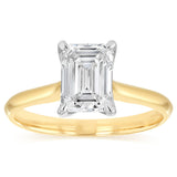Luminesce Lab Grown 2 Carat Emerald Diamond Solitaire Ring in 9ct Yellow and White Gold