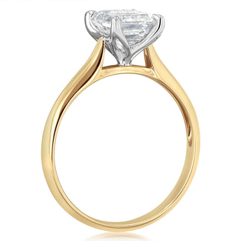 Luminesce Lab Grown 2 Carat Emerald Diamond Solitaire Ring in 9ct Yellow and White Gold
