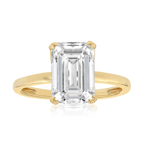 Luminesce Lab Grown 4 Carat Certified Emerald Diamond Solitaire Ring in 9ct Yellow Gold