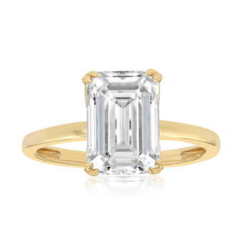 Luminesce Lab Grown 4 Carat Certified Emerald Diamond Solitaire Ring in 9ct Yellow Gold