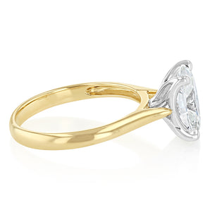Luminesce Lab Grown 2 Carat Oval Diamond Solitaire Ring in 9ct Yellow Gold