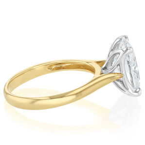 Luminesce Lab Grown 3 Carat Oval Diamond Solitaire Ring in 9ct Yellow Gold