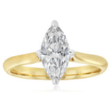 Luminesce Lab Grown 1 Carat Marquise Diamond Solitaire Ring in 9ct Yellow Gold