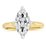 Luminesce Lab Grown 2 Carats Marquise Diamond Solitaire Ring in 9ct Yellow Gold
