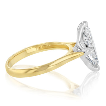 Luminesce Lab Grown 2 Carats Marquise Diamond Solitaire Ring in 9ct Yellow Gold