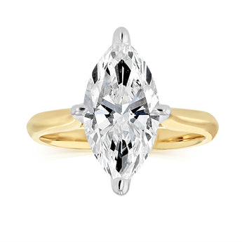 Luminesce Lab Grown 3 Carats Marquise Diamond Solitaire Ring in 9ct Yellow Gold