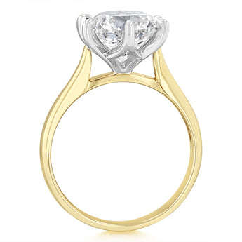 Luminesce Lab Grown 3 Carats Diamond Solitaire Ring in 9ct Yellow Gold
