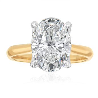 Luminesce Lab Grown 4 Carat Oval Diamond Solitaire Ring in 9ct Yellow Gold