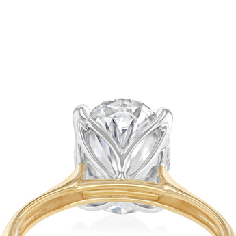 Luminesce Lab Grown 4 Carats Oval Diamond Solitaire Ring in 9ct Yellow Gold