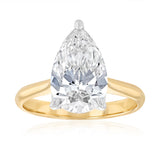 Luminesce Lab Grown 4 Carats Pear Diamond Solitaire Ring in 9ct Yellow Gold