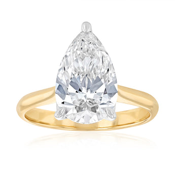 Luminesce Lab Grown 4 Carats Pear Diamond Solitaire Ring in 9ct Yellow Gold