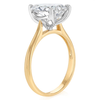 Luminesce Lab Grown 4 Carats Pear Diamond Solitaire Ring in 9ct Yellow Gold