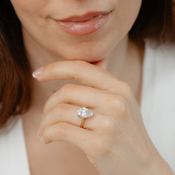 Luminesce Lab Grown 4 Carats Pear Diamond Solitaire Ring in 9ct Yellow Gold