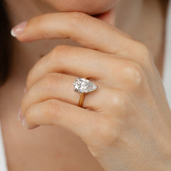 Luminesce Lab Grown 4 Carats Pear Diamond Solitaire Ring in 9ct Yellow Gold