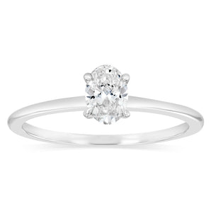 Luminesce Lab Grown 1/2 Carat Diamond Solitaire Oval Ring in Sterling Silver