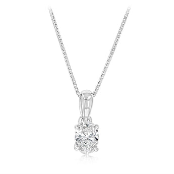 Luminesce Lab Grown 1/2 Carat Diamond Solitaire Oval Pendant on Chain in Sterling Silver