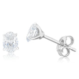 Luminesce Lab Grown 3/4 Carat Diamond Solitaire Oval Earrings in Sterling Silver