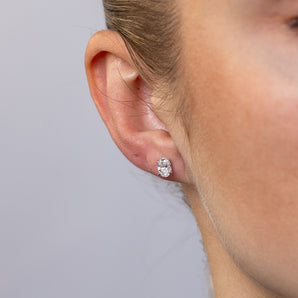 Luminesce Lab Grown 1 Carat Diamond Solitaire Oval Earrings in Sterling Silver