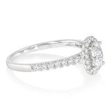 Luminesce Lab Grown 1 Carat Halo Oval Brilliant Cut Ring in 9ct White Gold