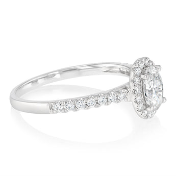 Luminesce Lab Grown 1 Carat Halo Oval Brilliant Cut Ring in 9ct White Gold