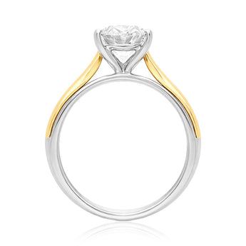 Luminesce Lab Grown 2 Carat Diamond Oval Solitaire Ring in 9ct Yellow God and Sterling Silver