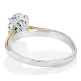 Luminesce Lab Grown 2 Carat Diamond Oval Solitaire Ring in 9ct Yellow God and Sterling Silver