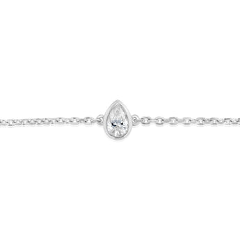 Luminesce Lab Grown 1/4 Carat Diamond Pear Bezel Adjustable Bracelet in Sterling Silver