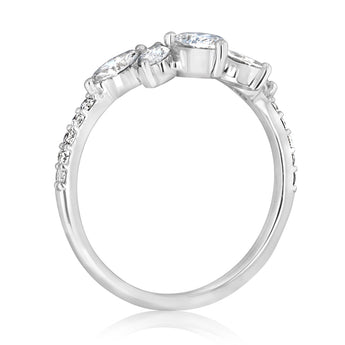 Luminesce Lab Grown 0.85 Carat Pear, Marquise, and Brilliant Cut Diamond Ring in 9ct White Gold