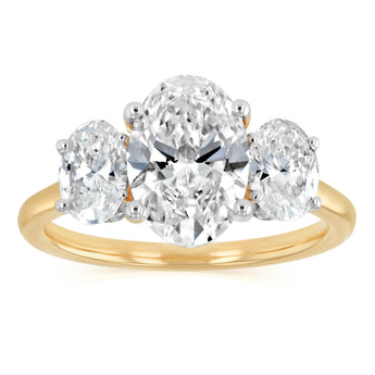 Luminesce Lab Grown 3 Carat Diamond Trilogy Ring in 9ct Yellow Gold