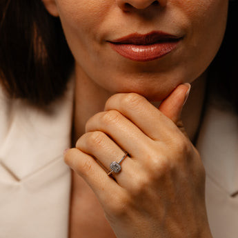 Luminesce Lab Grown 1/10 Carat Diamond Halo Ring in Sterling Silver