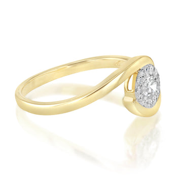 Luminesce Lab Grown 1/4 Carat Diamond Halo Ring in 9ct Yellow Gold