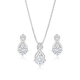 Luminesce Lab Grown 1.50 Carat Diamond Drop Earrings and Pendant Set in Sterling Silver on 45cm Chain