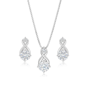 Luminesce Lab Grown 1.50 Carat Diamond Drop Earrings and Pendant Set in Sterling Silver on 45cm Chain