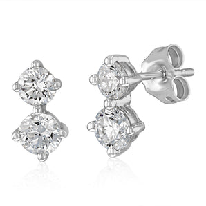 Luminesce Lab Grown 1.20 Carat Diamond Two Stone Stud Earrings in 9ct White Gold