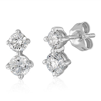 Luminesce Lab Grown 1.20 Carat Diamond Two Stone Stud Earrings in 9ct White Gold