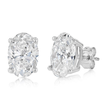 Luminesce Lab Grown 5 Carat Diamond Oval Solitaire Stud Earrings in 9ct White Gold