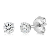 Luminesce Lab Grown 1 Carat Diamond Solitaire Stud Earrings in Platinum Plated Sterling Silver