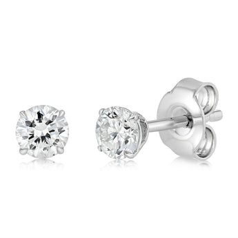 Luminesce Lab Grown 1 Carat Diamond Solitaire Stud Earrings in Platinum Plated Sterling Silver