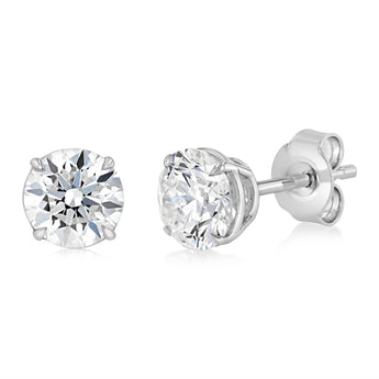 Luminesce Lab Grown 2 Carat Diamond Solitaire Stud Earrings in Platinum Plated Sterling Silver